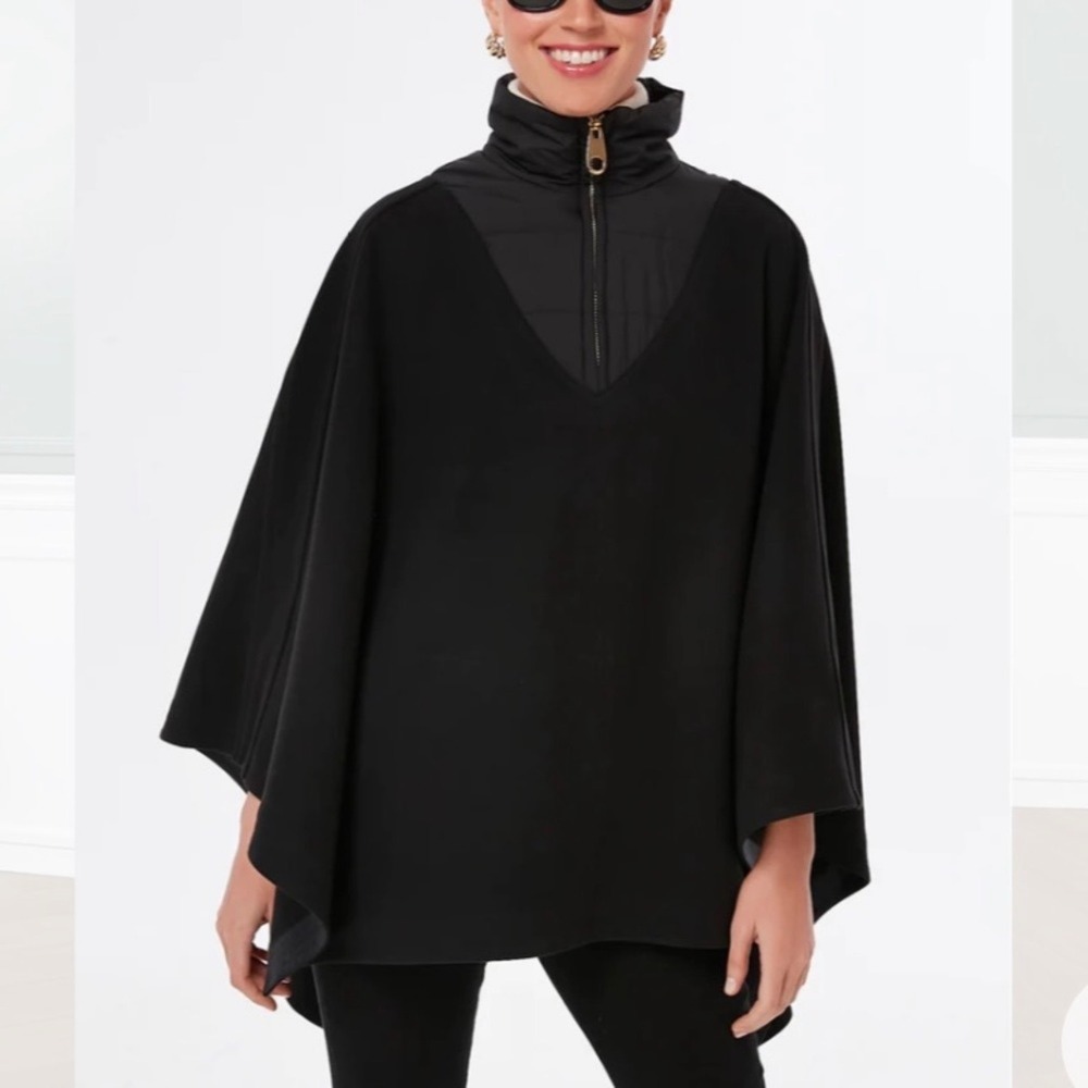 Tuckernuck Black High Neck Puffer Bib Poncho Quarter Zip One Size Chic Minimal